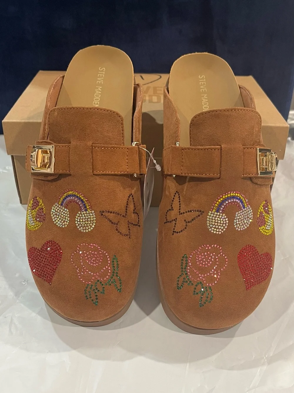 Steve Madden Girls Kaylyn Rhinestone Clogs Tan Size 6 New in Box